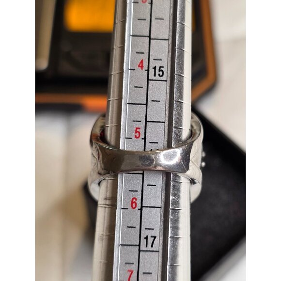 Cocktail Ring Red Multifaceted Glass & Rhinestones Rhodium Plated Size 6 - Picture 2 of 10